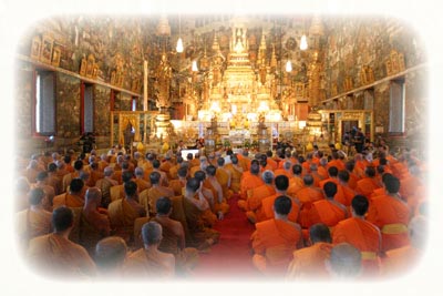 Buddhist Monks of Two separate schools Chant Evening Prayers in Unison